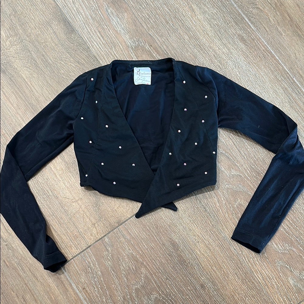 Karisma girls Black Cropped Bolero with Stud Detailing. Size S,